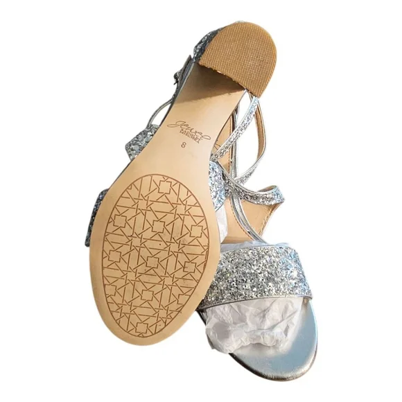 Jewel Badgley Mischka Heels Size 8 Silver Glitter - Picture 7 of 7